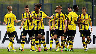 Jubel nach dem Finaleinzug: Borussia Dortmund © 2016 Getty Images