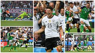 Fought, worked, headed, scored: Mario Gomez in the match against Northern ireland © GettyImages/DFB