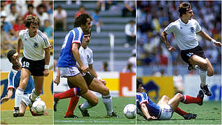 2:0-Sieg im WM-Halbfinale 1986 in Mexiko: Allofs und das DFB-Team gegen Frankreich © 