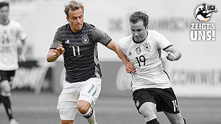 Lohkemper (l.) in Ascona gegen Weltmeister Götze: 