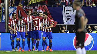 Atlético celebrate their 1-0 win over Bayern © 2016 Getty Images