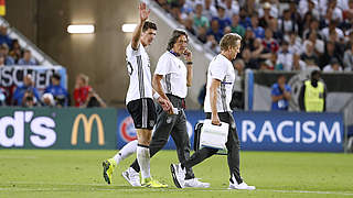 Verletzung im letzten Länderspiel: Mario Gomez (l.) im EM-Viertelfinale gegen Italien © imago/Laci Perenyi