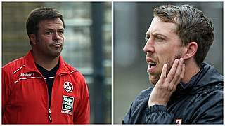 Topspiel: FCK-Coach Gunther Metz gegen FCA-Trainer Alexander Frankenberger (v.l.) © imago/DFB
