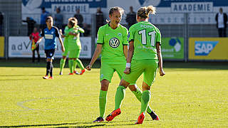 Späte Matchwinnerin für den VfL Wolfsburg in Hoffenheim: Alexandra Popp (r.) © Jan Kuppert