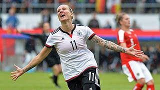 Anja Mittag celebrates a brace against Austria.  © imago/foto2press