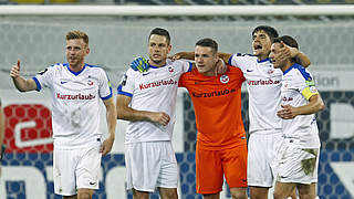 Bestes Auswärtsteam der 3. Liga mit vier Siegen in der Fremde: der FC Hansa Rostock © 2016 Getty Images