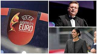 Auslosung der Frauen-EM 2017 in Rotterdam: Steffi Jones und Reinhard Grindel sind dabei © GettyImages/DFB/UEFA