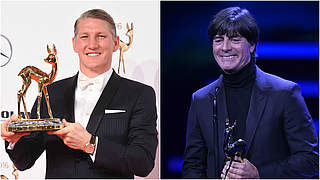 Stolze Bambi-Preisträger 2016: Bastian Schweinsteiger (l.), Bundestrainer Joachim Löw © Hubert Burda Media/DFB