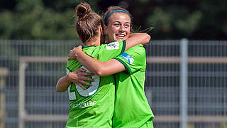 Peilen den achten Saisonsieg an: Madeleine Wojtecki (r.) und Wolfsburg II © imago/foto2press