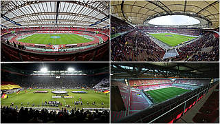 Vier Stadien, vier Spiele: Nürnberg, Stuttgart, Köln, und Kaiserslautern (im Uhrzeigersinn) © GettyImages/DFB