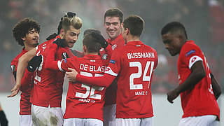 Alexander Hack scored Mainz's first goal, as they went on to beat FK Qäbälä 2-0 at home.  © 2016 Getty Images