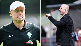 SVW-Trainer Steffen Rau (l.) im Fernduell mit Kollege Sascha Glass (r.) vom VfL Wolfsburg © Getty Images/dfb