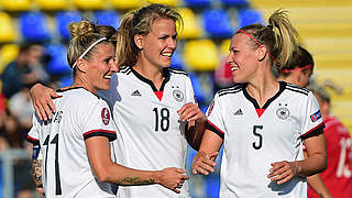 Voller Vorfreude auf das erste Heimspiel des EM-Jahres: die DFB-Frauen © AFP/Getty Images