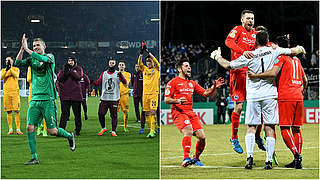 Frankfurt and Bielefeld both celebrate the goals that sent them into the quarter-finals © 