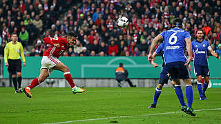 Bayern are regular DFB Pokal semi-finalists. Above: Thiago (left) heads them towards the last four. © 2017 Getty Images