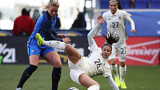 Hasret Kayikci (right) made her full debut in the 0-0 draw against France © This content is subject to copyright.