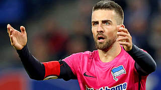 250. Einsatz in der Bundesliga: Vedad Ibisevic von Hertha BSC feiert Jubiläum © 2017 Getty Images