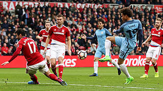 Steht mit Manchester City im Halbfinale des englischen FA-Cups: Leroy Sané (2.v.r.) © 2017 Getty Images