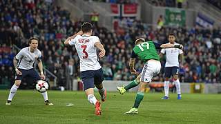 Jamie Ward (2. f.r.) struck early for Northern Ireland against Norway. © 2017 Getty Images