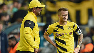 Sieg im Testspiel: BVB-Trainer Jürgen Klopp und Marco Reus © 2014 Getty Images