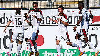 Grüßen von der Tabellenspitze: Die Spieler aus Ingolstadt © 2014 Getty Images