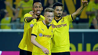 All smiles: Marco Reus opened the scoring in Dortmund © 2015 Getty Images