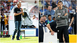 Gegner am dritten Spieltag: Dynamo-Trainer Neuhaus (l.) und RWE-Coach Preußer © imago/DFB