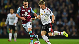 Bastian Schweinsteiger made another substitute appearance in the win over Aston Villa © 2015 Getty Images
