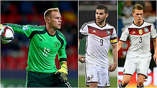 Aufstieg für U 21-EM-Fahrer: Marc-André ter Stegen, Kevin Volland, Matthias Ginter (v.l.) © Getty Images/DFB