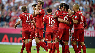 Bayern celebrate three wins out of three © 2015 Getty Images