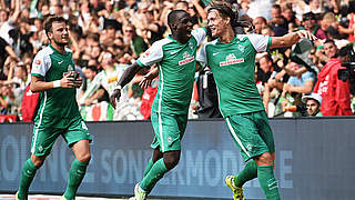 The 2-1 victory over Gladbach was Bremen's first Bundesliga win of the season © 2015 Getty Images