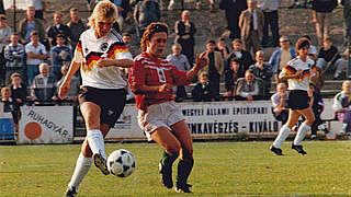 Doris Fitschen (l.) traf 1988 in Hin- und Rückspiel gegen Ungarn © Rainer Hennies