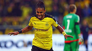 Noch ein Treffer fehlt zum Startrekord: Stürmer Pierre-Emerick Aubameyang vom BVB © 2015 Getty Images