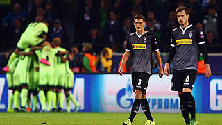 Gladbach's Nordtveit and Christensen at the end of the match. © 2015 Getty Images