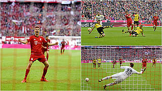 Thomas Müller scored his seventh and eighth goals of the season against Borussia Dortmund © imago/DFB