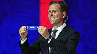 Oliver Bierhoff in action at the World Cup 2018 qualification draw © Getty Images