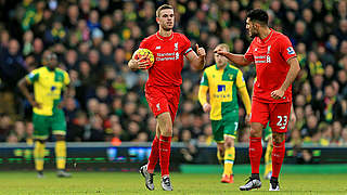 Emre Can and Liverpool captain Jordan Henderson can be happy with the three points.  © 2016 Getty Images