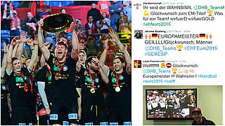 Die Fußball-Weltmeister grüßen die Handball-Europameister: 