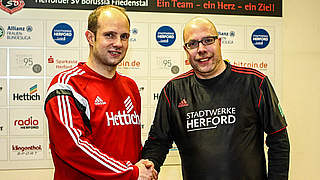Neuer Trainer beim Herforder SV: Daniel Hollensteiner (l.) mit Björn Hebbe © Jan Kuppert