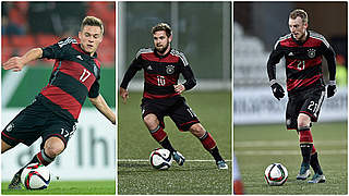 Fehlen der U 21 in der EM-Qualifikation: Kimmich, Stendera und Arnold (v.l.r.) © Getty Images/DFB