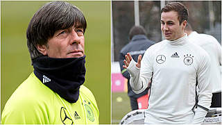 Löw discusses the progress of his players, including Mario Götze and Max Kruse © GES/DFB
