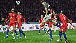 Mario Gomez headed the World Champions to a 2-0 lead in Berlin © 