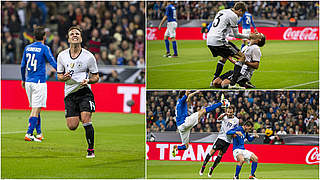 Völlig losgelöst: Weltmeister Mario Götze trifft gegen Italien zum 2:0 und jubelt befreit © GES-Sportfoto/DFB