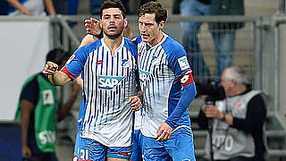 Volland and Rudy celebrate moving out of the relegation zone © 2016 Getty Images