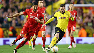Duell im Mittelfeld: Nationalspieler Emre Can (l.) gegen Dortmunds Gonzalo Castro (r.) © Getty Images