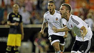 Sieg im Achtelfinal-Rückspiel: Shkodran Mustafi (r.) und der FC Valencia © AFP/Getty Images