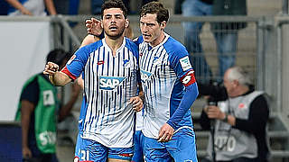 Jubel über Sprung aus der Abstiegszone: die Hoffenheimer Volland und Rudy (v.l.) © Getty Images