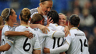 Pflichtsieg eingefahren, EURO 2013 im Blick: Jubel bei den deutschen Frauen © Bongarts/GettyImages