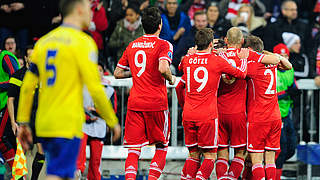 Jubel bei den Bayern: Das 1:1 gegen Arsenal reicht zum Weiterkommen © Bongarts/GettyImages