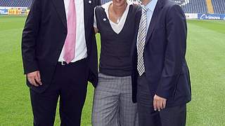 Ulrich Wolter, Steffi Jones und Wolfgang Niersbach (v.l.) © Bongarts/GettyImages 